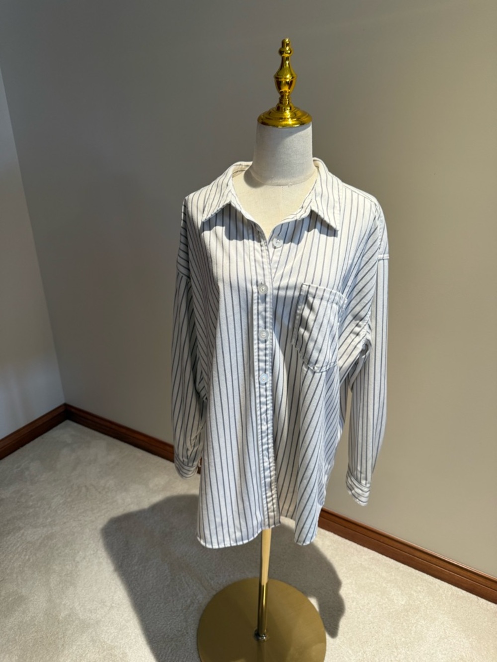 Maurices White Shirt with Navy Pinstripes - Button-Down